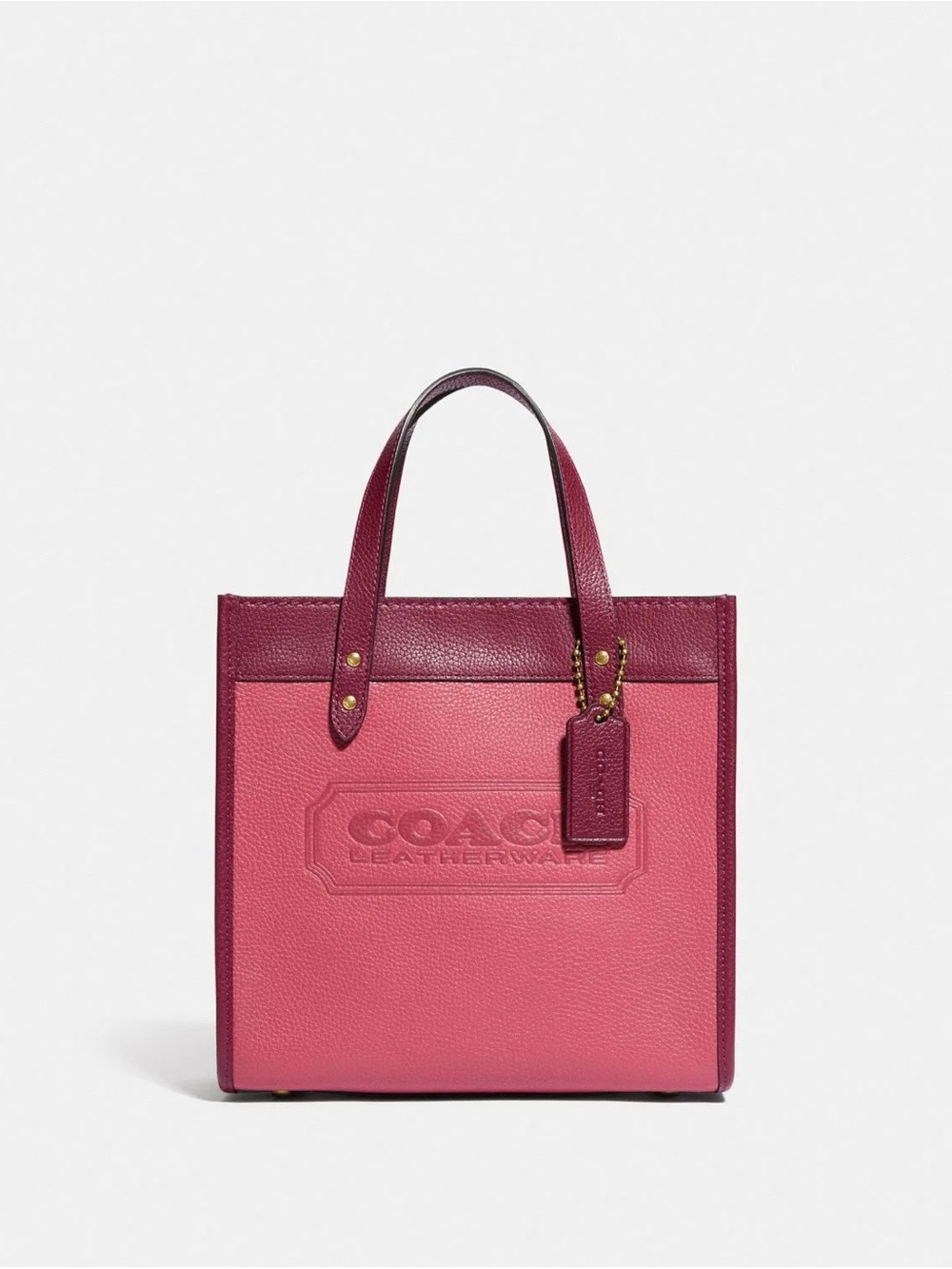 Coach Field Tote 22 Pink Leather Colorblock